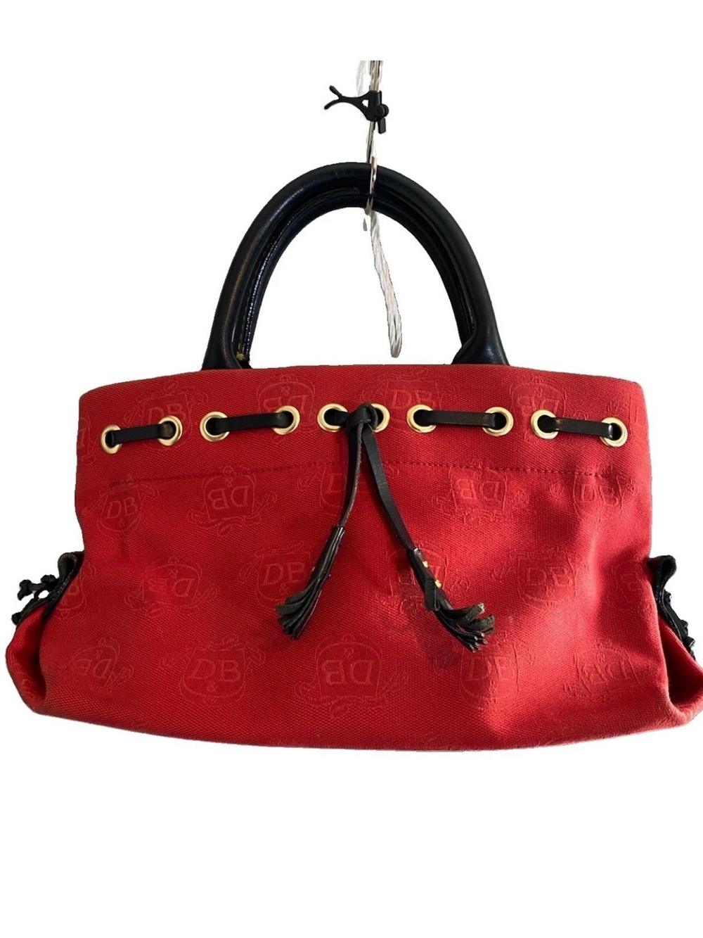 Vintage Dooney & Bourke Monogram Handbag Red Black
